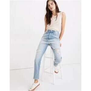 Madewell The Ripped Knee Momjean High Rise 24 AJ214